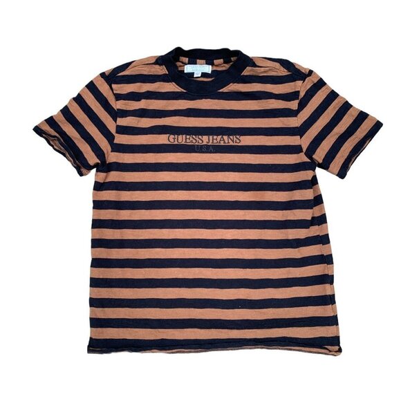 VINTAGE ASAP ROCKY X Striped Guess Shirt XS Brown - Picture 2 of 4
